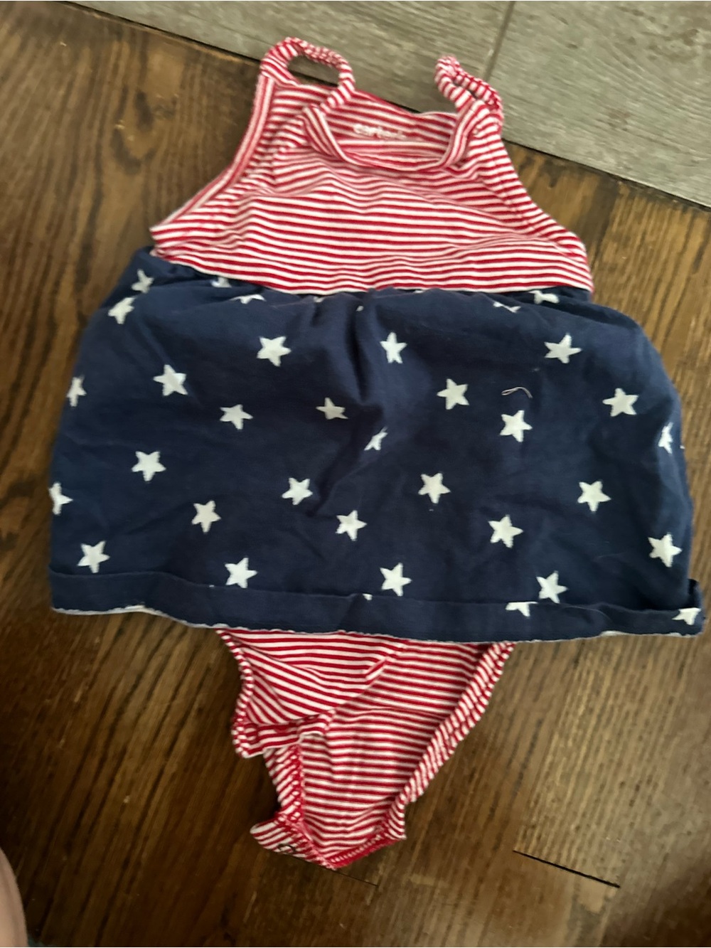 Carter's Red & Navy Striped Stars Dress Bodysuit